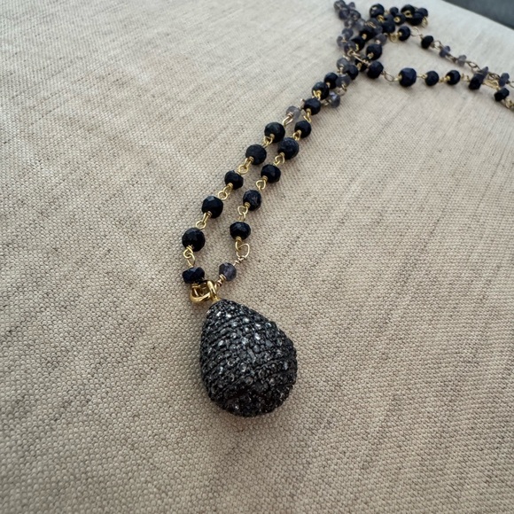 Jemma Sands Anthropologie Pacific Sapphire Necklace w/ diamond pendant - Picture 8 of 8